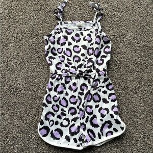 Shein Toddler Girl Purple/Black/White Leopard Print Romper, Size 90 (18-24 Month